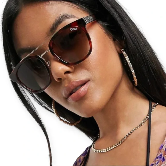 QUAY Front Cover Brown Tortoise Frame Smoke Taupe Gradient Lens Square NWT Quay Australia | Accessories | Quay Level Up Tortoise Frame  main image 2